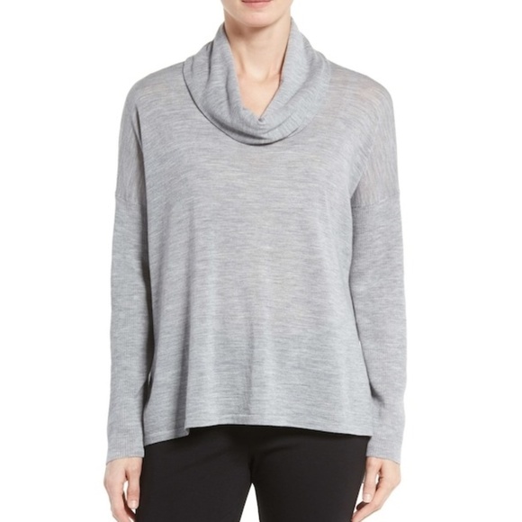 Eileen Fisher Sweaters - Eileen Fisher Box Merino Wool Cowl Neck Sweater M